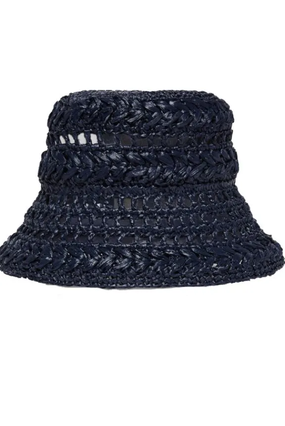 Weekend MaxMara Adito Crochet Raffia Hat - Navy | Hats And Gloves