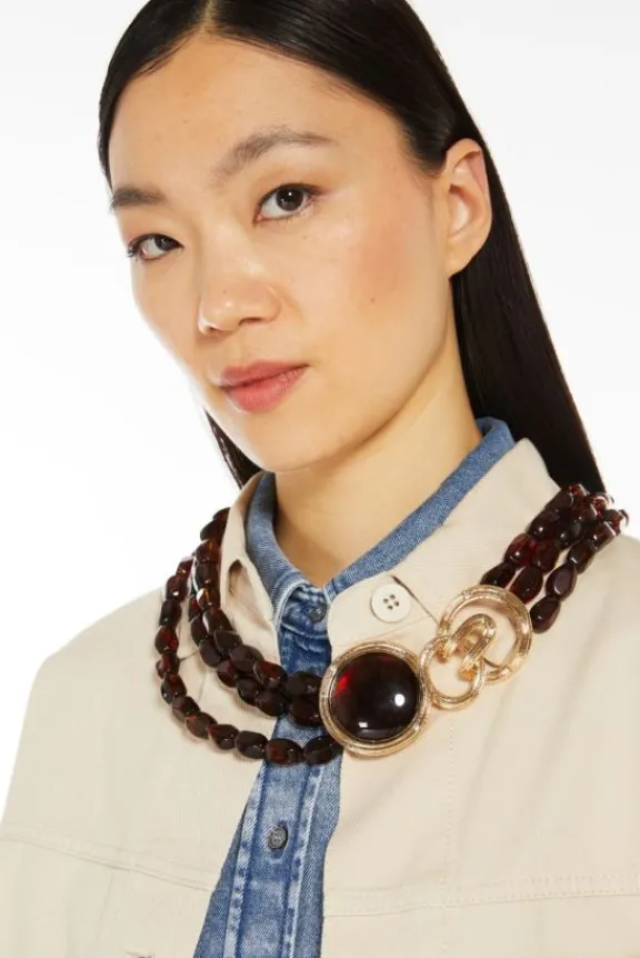 Weekend MaxMara Alfredo Resin Choker - Amber Brown | Jewellery