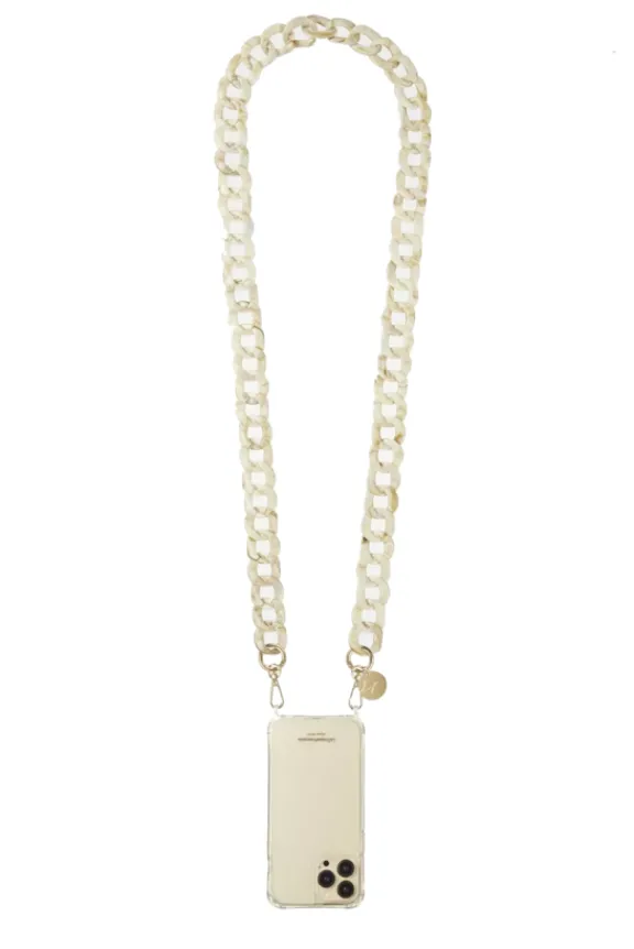 La Coque Française Alice Chain 120cm Resin Gold Carabiners - Beige Tortoiseshell | Phone Accessories | Gifts