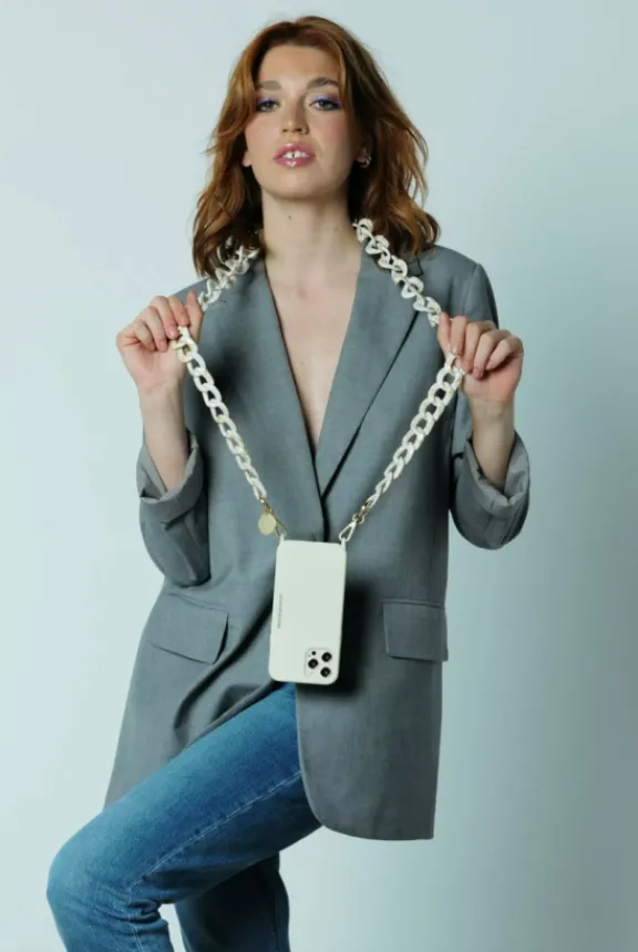 La Coque Française Alice Chain 120cm Resin Gold Carabiners - Beige Tortoiseshell | Phone Accessories | Gifts