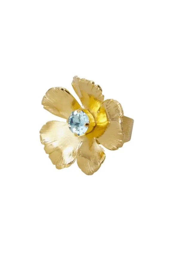 Caroline Svedbom Anemone Ring - Gold/Aquamarine | Jewellery