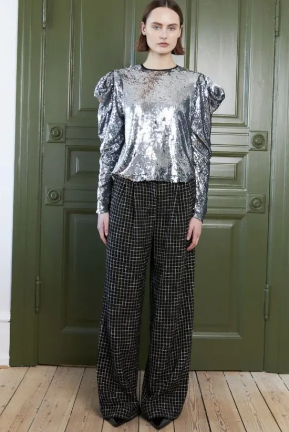Stella Nova Angela Checked Bouclé Pants - Black/White | Trousers And Playsuits