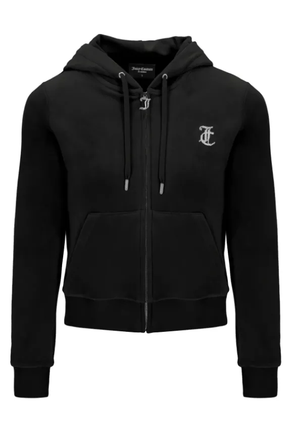 Juicy Couture Arched Diamante Classic Velour Zip Hoodie - Black | Suits & Co-Ordinates | Shirts And Tops