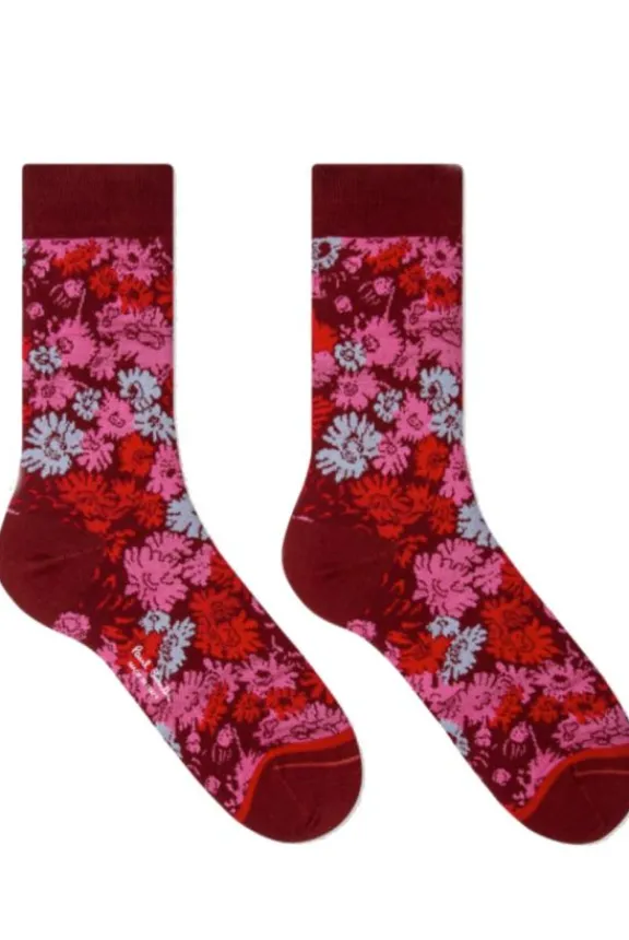 Paul Smith Archive Floral Socks - Burgundy | Hosiery