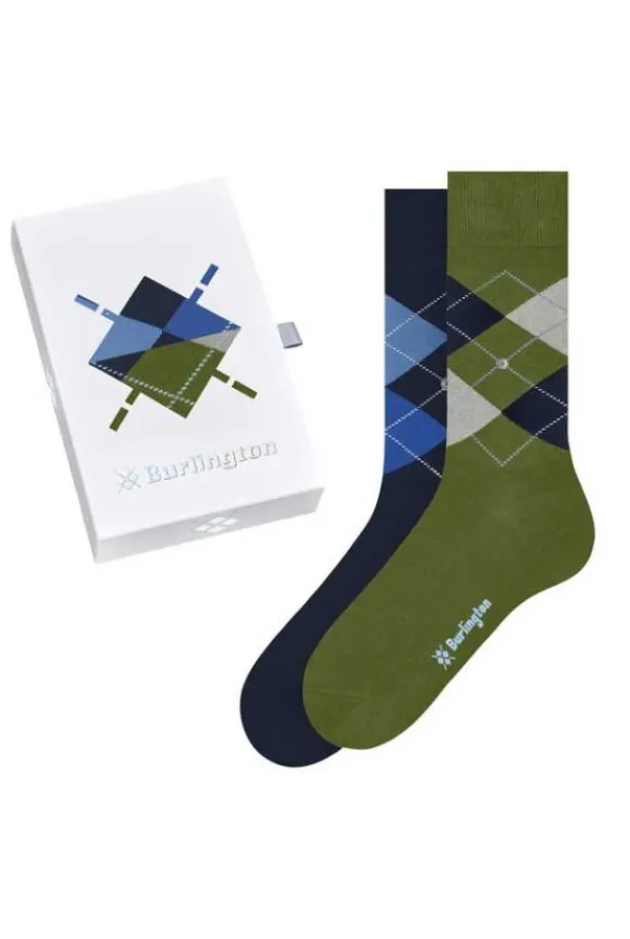 Burlington Basic Gift Box Mens Socks - Green & Blue | Hosiery | Gifts