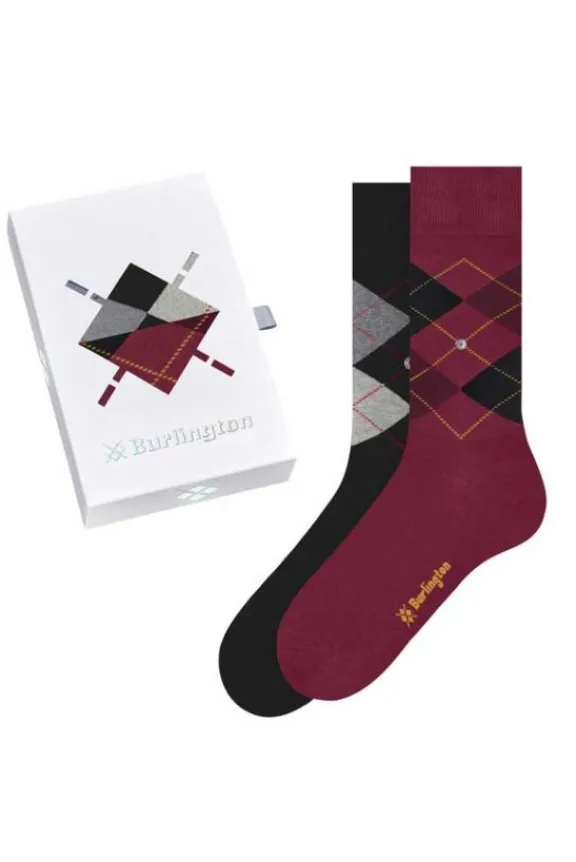 Burlington Basic Gift Box Mens Socks - Red & Black | Hosiery | Gifts