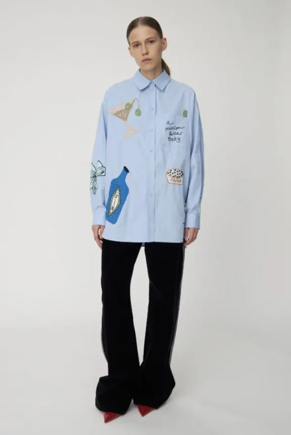 Stella Nova Bead Embellished Shirt - Dust Blue | Shirts And Tops