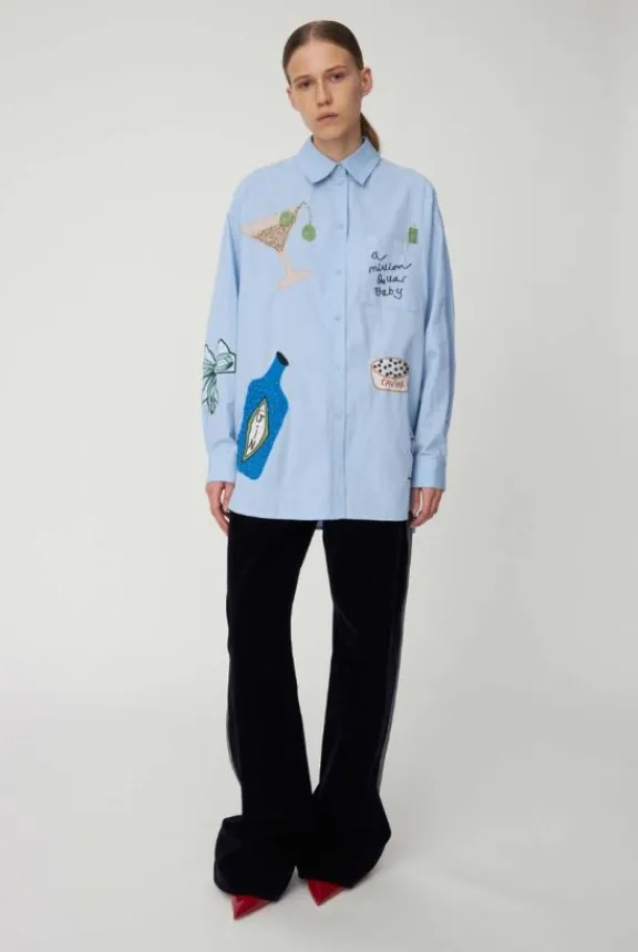 Stella Nova Bead Embellished Shirt - Dust Blue | Shirts And Tops