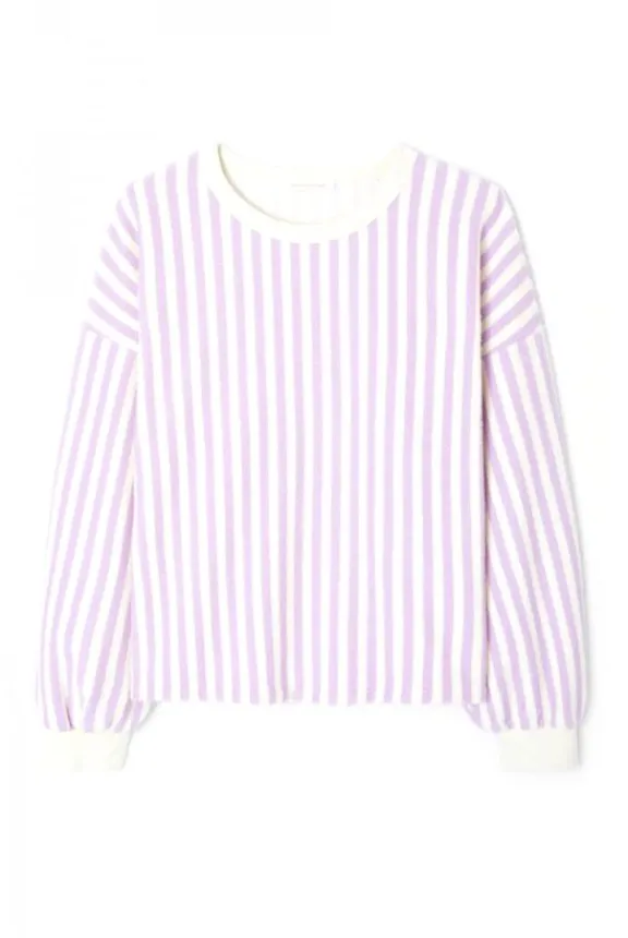 American Vintage Bobypark Sweatshirt - Lavender Stripes | Shirts And Tops