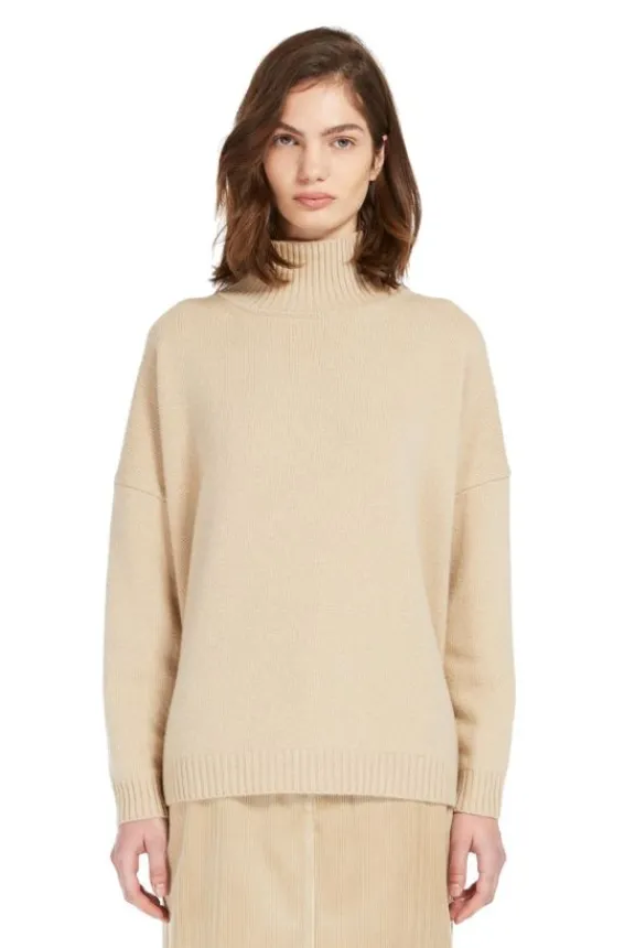 Weekend MaxMara Borgia Wool High-Neck Sweater - Sand | Knitwear
