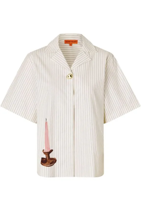 Stine Goya Bowling Collar Shirt - Candle Stripe | Suits & Co-Ordinates | Shirts And Tops