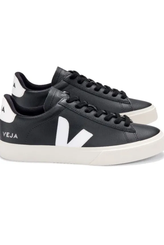 Veja Campo Chrome Free Leather Trainers - Black White | Veja