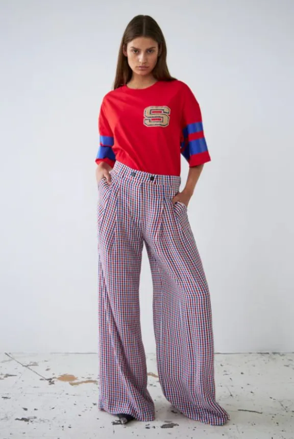 Stella Nova Checked Pants - Red Checks | Trousers And Playsuits