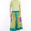 Weekend MaxMara Circeo Cotton Midi Skirt - Green Abstract | Skirts