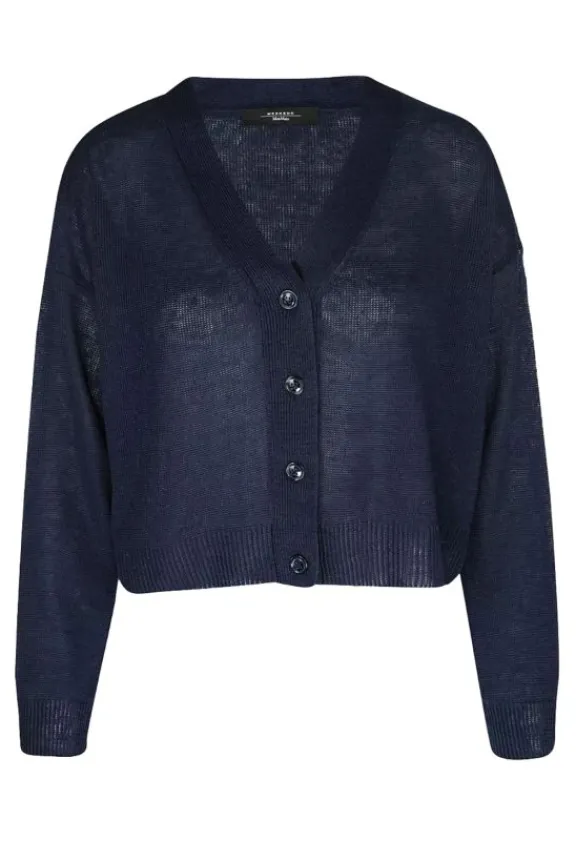 Weekend MaxMara Daniela Linen Cardigan - Navy | Knitwear