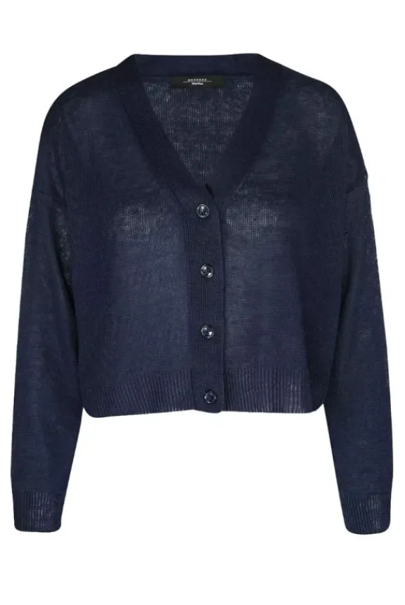 Weekend MaxMara Daniela Linen Cardigan - Navy | Knitwear