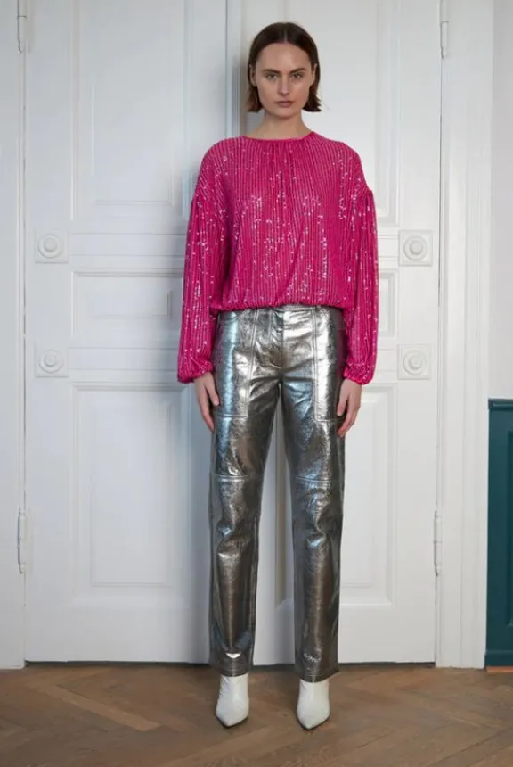 Stella Nova Daria Sequin Blouse - Pale Pink | Shirts And Tops