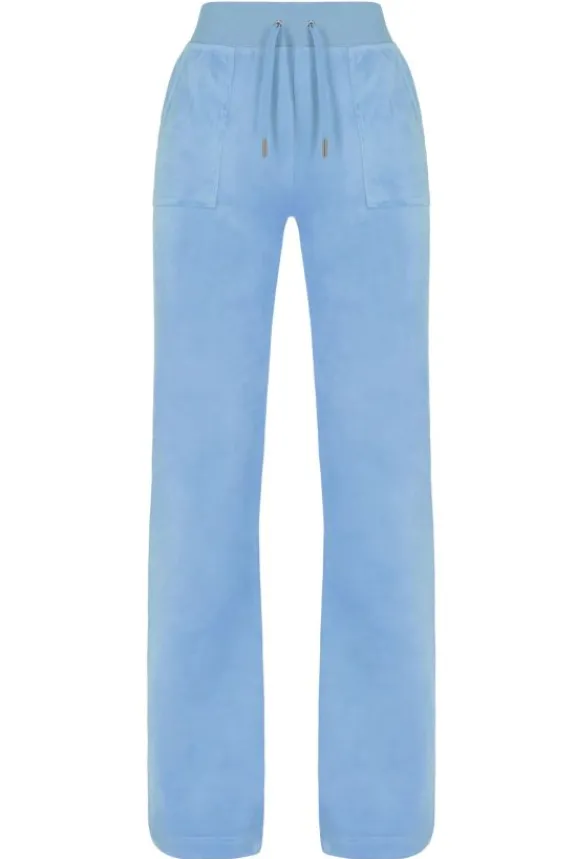 Juicy Couture Del Ray Classic Velour Pocketed Bottoms - Powder Blue | Trousers And Playsuits | Suits & Co-Ordinates