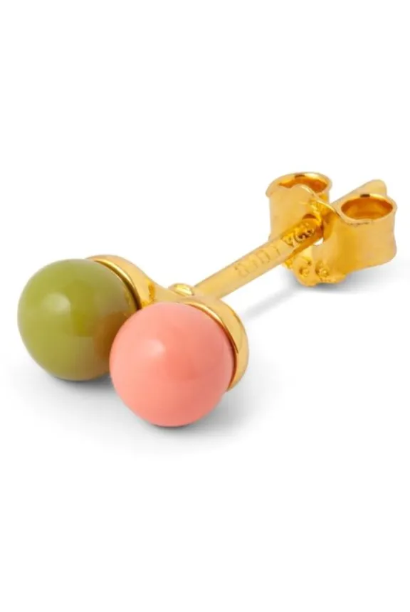 Lulu Copenhagen Double Colour Ball One Piece Enamel - Burnt Coral/Willow Green | Jewellery