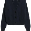 Weekend MaxMara Dovere Cotton V-Neck Cardigan - Navy | Knitwear