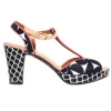 Chie Mihara Eduni Leather Sandals - Black, White & Pink | Chie Mihara