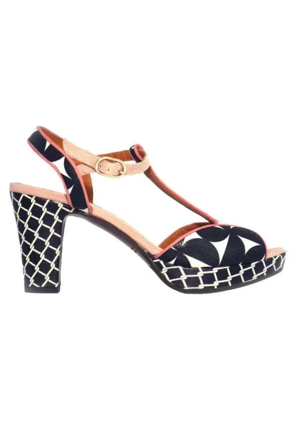 Chie Mihara Eduni Leather Sandals - Black, White & Pink | Chie Mihara