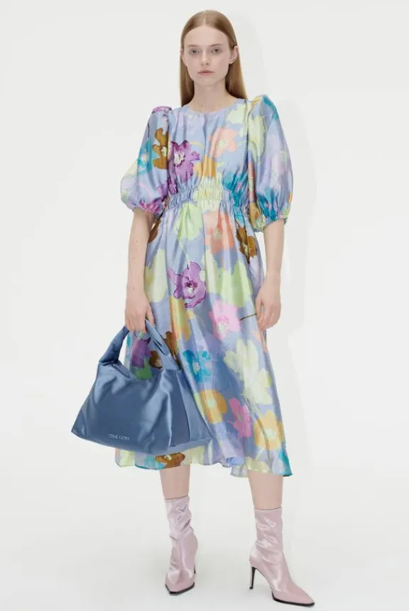 Stine Goya Elizabeth Dress - Filigran Flower Blue | Dresses