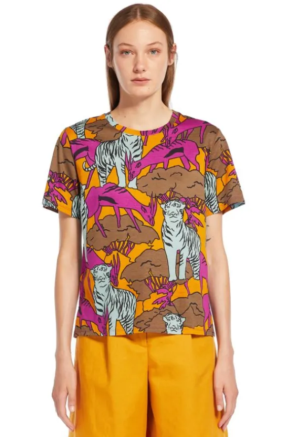 Weekend MaxMara Eloisa Cotton T-Shirt - Water Jungle | Shirts And Tops