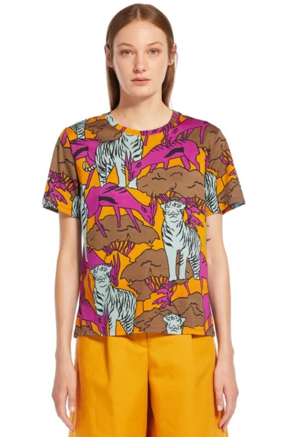 Weekend MaxMara Eloisa Cotton T-Shirt - Water Jungle | Shirts And Tops