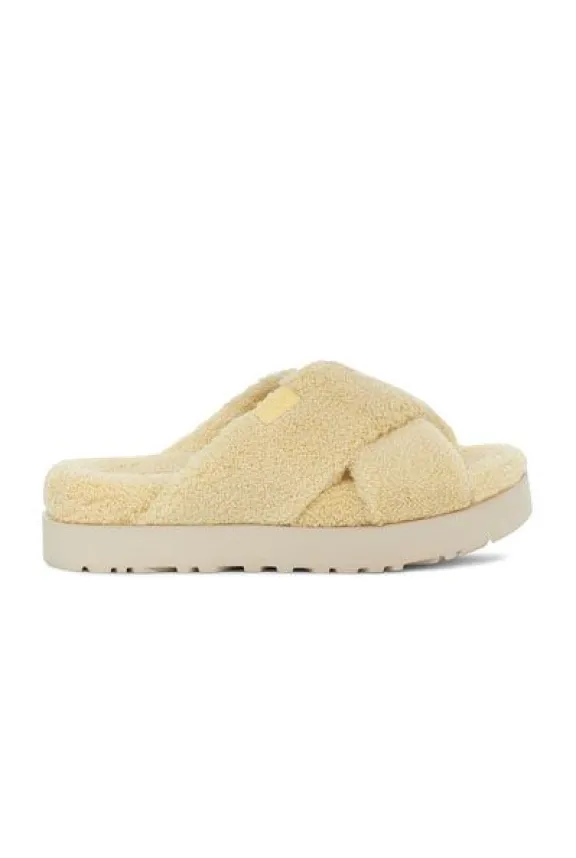 Ugg Fuzz Sugar Terry Cross Slide - Banana Pudding | Ugg