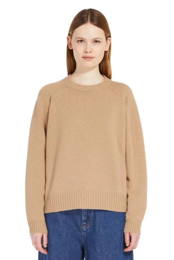 Weekend MaxMara Gabbia Relaxed Fit Crew Neck Sweater - Camel | Knitwear