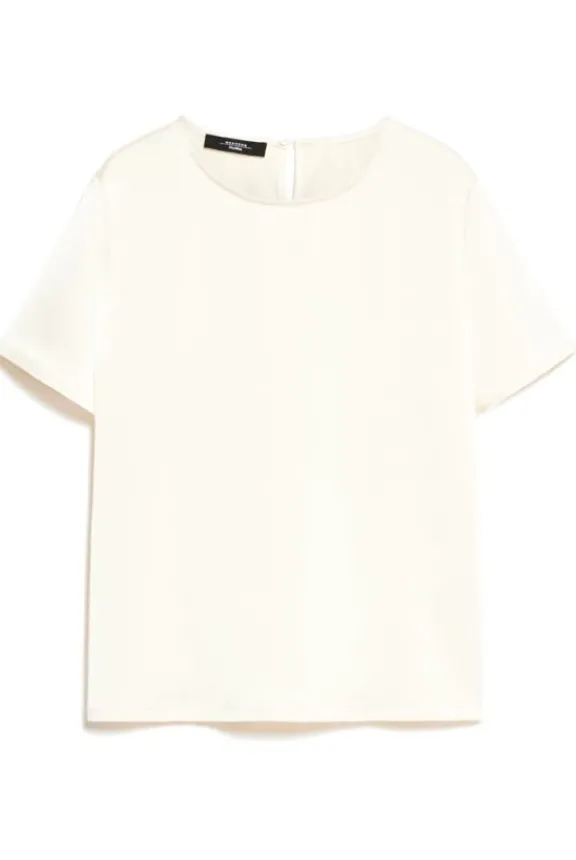 Weekend MaxMara Gilbert Satin & Jersey T-Shirt - Ecru | Shirts And Tops