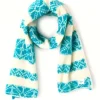 American Vintage Glyson Scarf - Ecru Jacquard Turquoise | Scarves
