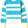 American Vintage Gylson Jumper - Ecru Jacquard Turquoise | Knitwear