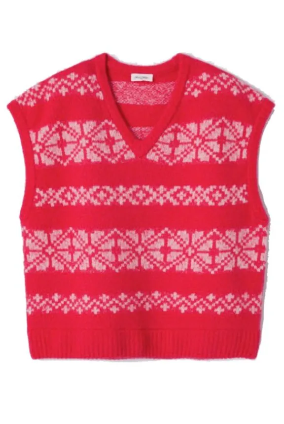American Vintage Gylson Vest - Fuchsia Jacquard Ecru | Knitwear