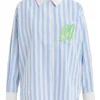 Essentiel Antwerp Halibut Embroidered Shirt - Aqua Blue | Shirts And Tops