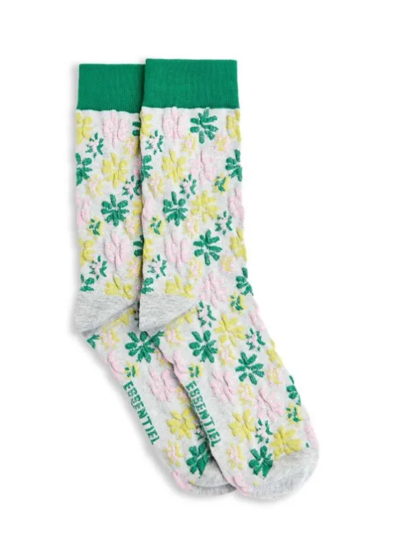 Essentiel Antwerp Hancing Jacquard Lurex Socks - Nimbus Cloud | Hosiery