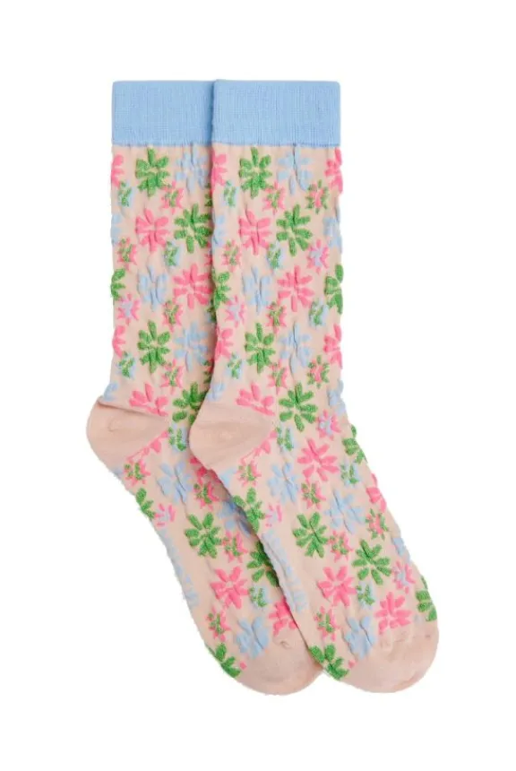 Essentiel Antwerp Hancing Jacquard Lurex Socks - Marzipan | Hosiery