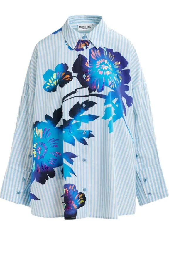 Essentiel Antwerp Hibra Foil Print Shirt - Blue | Suits & Co-Ordinates | Shirts And Tops