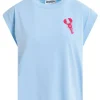 Essentiel Antwerp Hobster Embroidered T-Shirt - Aqua Blue | Shirts And Tops