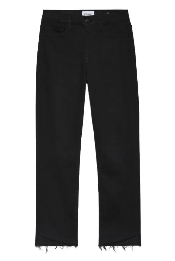 Frame Le High Straight Cascade Hem - Black | Jeans