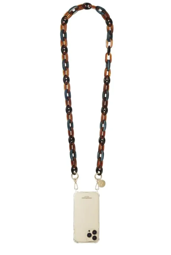 La Coque Française Lea Chain 120cm Resin Gold Carabiners - Blue | Phone Accessories | Gifts