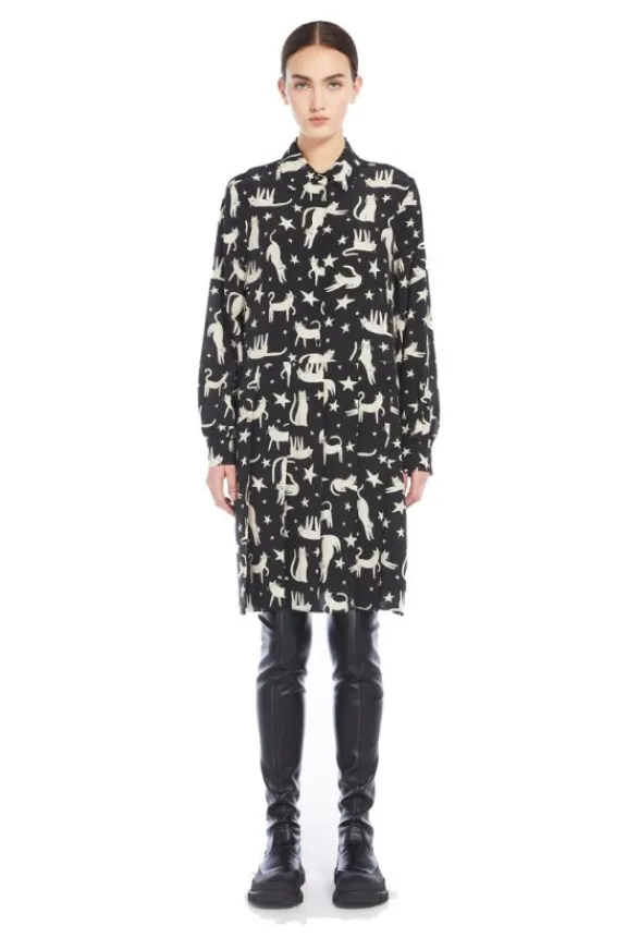 Weekend MaxMara Libano Silk Dress - Black Cat Print | Dresses