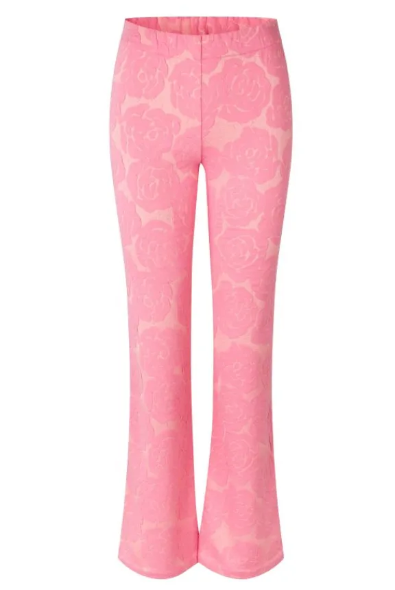 Stine Goya Long Flared Elasticated Pants - Rose Relief | Trousers And Playsuits