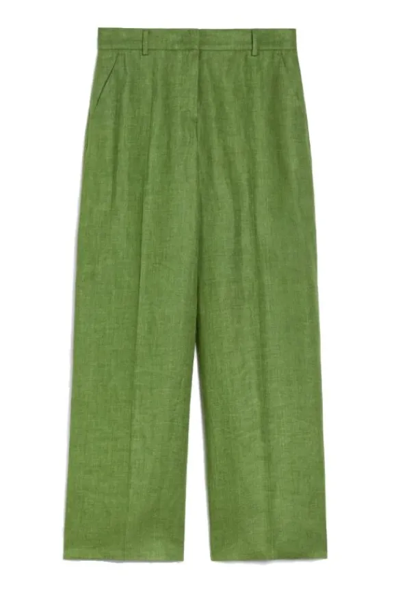 Weekend MaxMara Malizia Linen Canvas Trousers - Green | Trousers And Playsuits | Suits & Co-Ordinates
