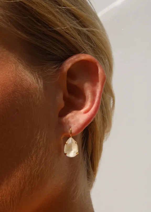 Caroline Svedbom Mini Drop Clasp Earrings - Gold/Linen Ignite | Jewellery | Gifts