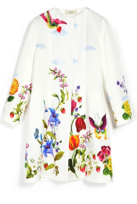 Weekend MaxMara Musica Cotton Jacquard Coat - White | Jackets And Coats