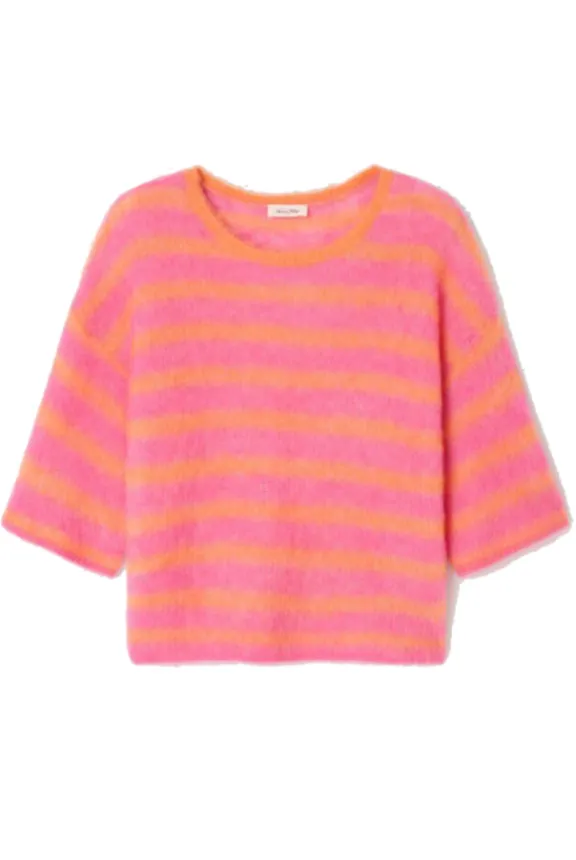 American Vintage Nenybay Jumper - Fluo Orange Striped | Knitwear