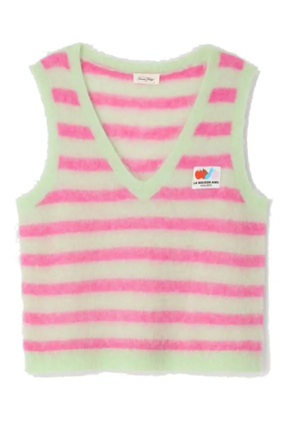 American Vintage Nenybay Tank Top - Striped Almond Hibiscus | Knitwear