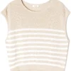 American Vintage Nyama Jumper - Raffia Melange Striped White | Knitwear